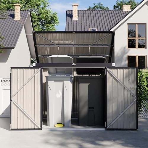 Aoxun Metal Garden Shed Outdoor 3x6ft, Outdoor Galvanized Tool Storage Shed, Waterproof Openable Front & Top Doors, Sheds and Outdoor Storage for Patio Backyard Garage Lawn, Black