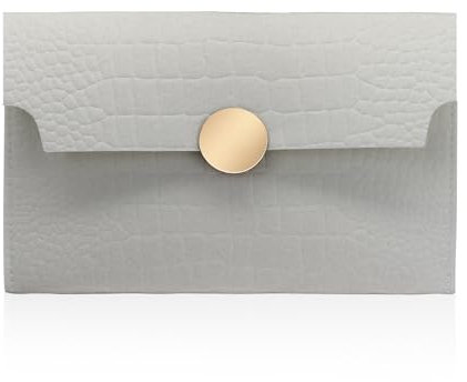AfitLulu Clutch Handtaschen Damen, Filz Umschlag Clutch Wallet Modisch Abendtasche, Lässig Damen-Geldbörsen mit Spiegel Magnetverschluss für Party Bankett (Weiß)