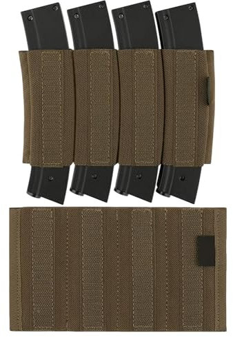 WLXW Tactical MP5/MP7 Mag Pouch – Hook-and-Loop Panel Mount For MK3/MK4 Chest Rigs & Plate Carriers | Elastic Retention, Quick-Detach For Airsoft, Range Drills & Tactical Vests(TAN,FOR MP7)