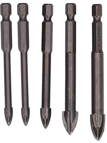 5Pcs Kreuz Fliesen Bohrer Hartmetall Hex Schaft Bohrer Bits Beton Loch Opener für Glas Keramik