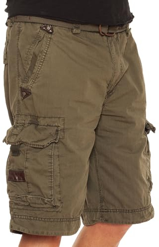 Jet Lag Herren Cargo Shorts Take Off 7, Farbe:Oliv, Größe:W32