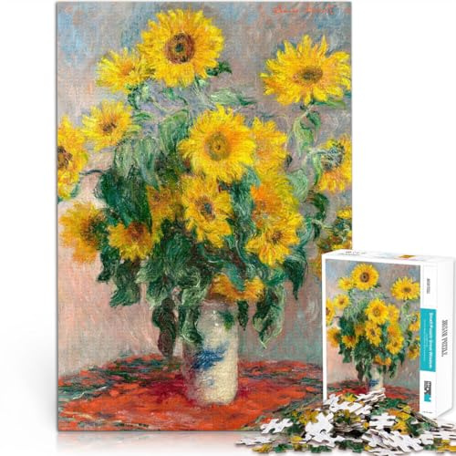 Pädagogisches Familienspiel Monet Sonnenblumenbankett Puzzle für Erwachsene mit 1000 Teilen 38x52cm Heimdekoration Spielzeug