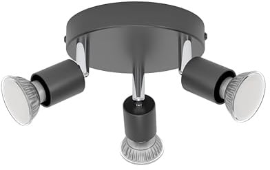 Eglo 3-Light Ceiling Lamp Stecci-E, Spotlight for Bedroom and Hallway | Spot Light in Black Steel Plastic, GU10 Socket