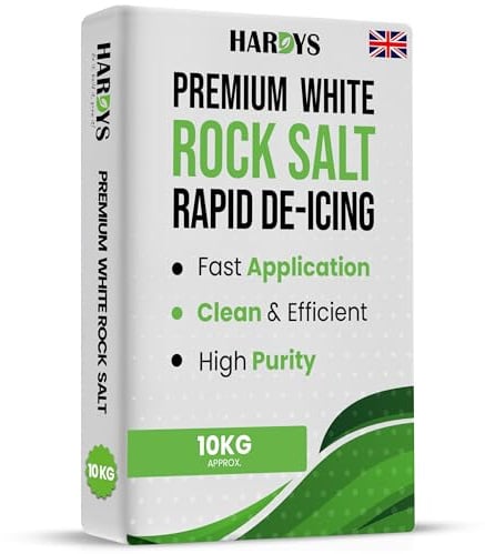 Bag of White Grit Rock Salt, 100kg | Fast-Acting on Ice & Snow, Rock Salt for Weeds, De-Icing Driveway, Path, Road | Pure Deicer with Minimal Residue