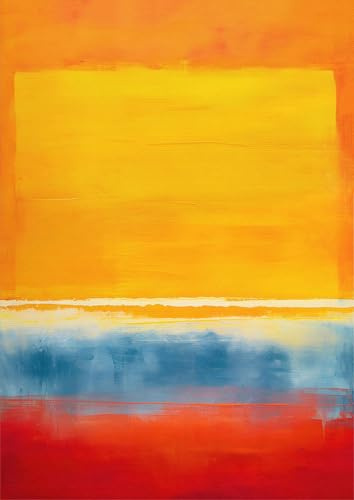 GYTRI CGFHJ Mark Rothko Poster Farbdrucke Vintage Abstrakte Wandkunst Bild 《Orange Gelb Blau Rot 》Mark Rothko Leinwand Gemälde für Wohnkultur 60x80cm ungerahmt