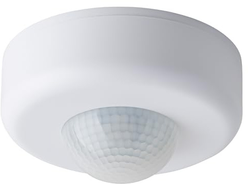 SEBSON Bewegungsmelder Innen Aufputz, Präsenzmelder 20m 360° | programmierbar, LED geeignet 1000W, Decken Montage Ø115x60mm, PIR Infrarot Sensor erkennt Atembewegungen
