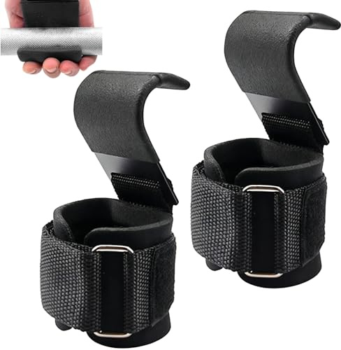 Gewichtheberhaken für Power Krafttraining(Pair),zughilfen krafttraining leder,handgelenk bandagen, Klimmzuggriffhaken,Shrugs,Rows & Deadlift Support für Fitness,Bodybuilding,für Männer und Frauen