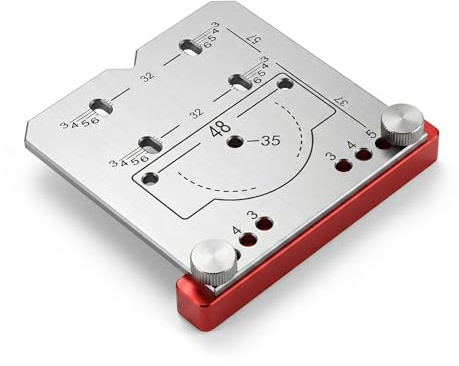Gabarit de Perçage Charnière 35 mm en Aluminium – Guide Réglable 4 Décalages (3/4/5/6 mm) – Outil Menuiserie pour Armoires et Placards