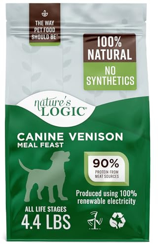 Nature's Logic Dry Dog Food - 100% Natural - No Synthetics - For All Ages, Sizes, Breeds - Free From Common Allergens, High Protein - Venison Meal Feast, 4.4lbs