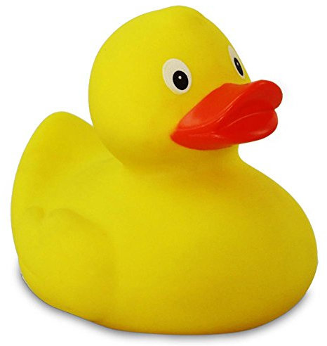 DUCKSHOP I Badeente I Quietscheente I Rennente Gregor I L: 8,5 cm I inkl. Badeenten-Schlüsselanhänger im Set