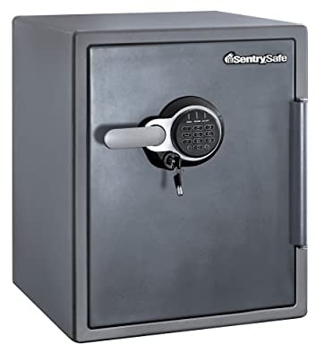 SentrySafe Fireproof and Waterproof Gray Steel Home Safe with Digital Keypad Lock, Floor Safe with Interior Lighting Secures Money, Documents, 2.05 Cubic Feet, SFW205GQC