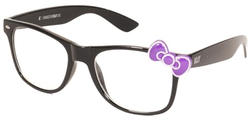 KISS KITTY Damenbrille – Nerd Gestell mit Ikonischer Schleife für Verspielten & Originellen Look – Klare UV400 Antireflex Gläser – Einzigartiger Stil für Lässige & Alltägliche Outfits