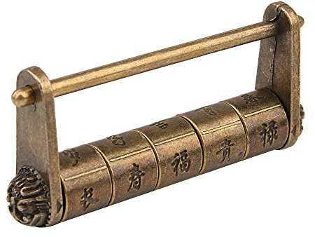 GTHER Vorhängeschlösser, 79 x 37 mm, antikes Design, chinesische Zeichen, Zahlenschloss, dekorative Schlösser mit Tasche für Schrank, Schmuck, Holzbox