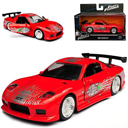 Mazda RX7 Dom´s Dominik Toretto Vin Diesel Rot 1991-2002 The Fast and The Furious 1/32 Jada Modell Auto mit individiuellem Wunschkennzeichen
