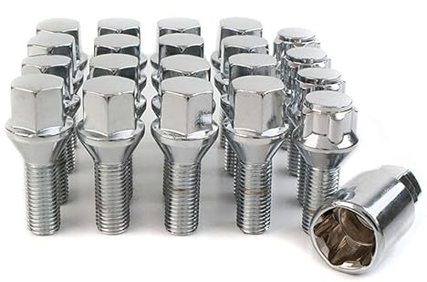 16 x Wheel Bolts & 4 x Locking Nuts for Genuine & Aftermarket Alloy Wheels M12x1.5x26mm 60° Taper - 16BM17+B17