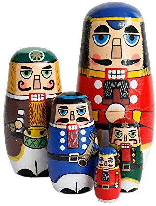 Gobus hölzerne Matryoshka Walnuss Soldat Nesting Dolls Russische Verschachtelung Puppen Setzt Holz Stapeln Puppen für Zuhause Büro Dekoration Kinder Geschenk (Nussknacker Soldat)