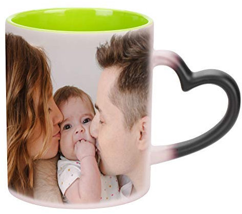 Tasse Personnalisé Votre Photo Design ou Texte Personnalisable en Ligne Mug de Café Thé Ceramique Magique Changeante Couleur Sensible à la Chaleur pour Cadeau d'Anniversaire Noël Fête des Pères/Mères
