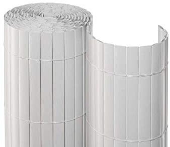 bambus-discount.com Sichtschutz Kunststoffmatte 90 x 300cm weiß eco Modell für Balkon - Niedrige PVC Sichtschutzmatte 0,9m x 3m