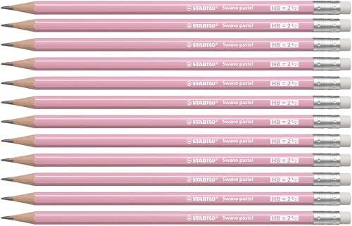STABILO - Bleistift mit Radierer - Swano Pastel - Härtegrad HB - 12er Pack - pink