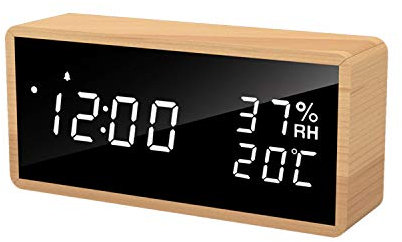Flysocks LED Wecker digitaler Wecker, Sprachsteuerung, Datum, Temperatur und Luftfeuchtigkeit Tischuhr, geeignet Tische, Wohnzimmer, Kinderzimmer und Büro