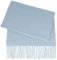 Breiter Schal aus 100% Cashmink für Damen Herren 180 x 30 cm Fransen super weich bequem Hellblau