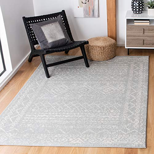 Safavieh Tulum Collection TUL268F Boho Moroccan Distressed Area Rug, 6' x 9', Light Grey/Ivory