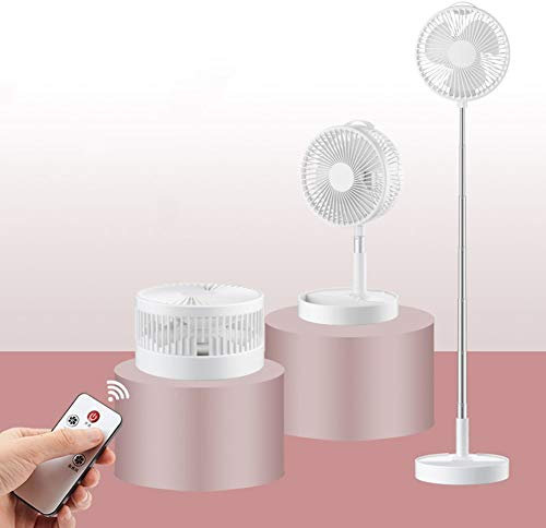 fcya Ventilador de Mesa Ventilador de pie portátil Plegable de 4 velocidades, USB batería Recargable Ultra silenciosa, Mando a Distanciaventilador de refrigeración de suelowhite