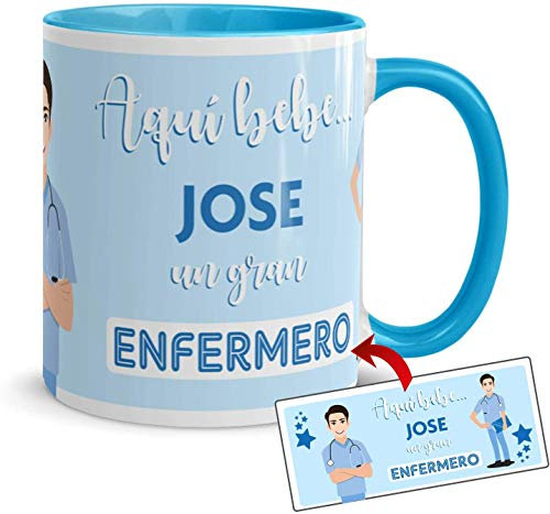 Kembilove Taza Enfermero – Tazas de café Personalizadas – Tazas Profesiones – Taza Café Aquí Bebe un Enfermero – Tazas Personalizadas con Nombre – Tazas navideñas Originales