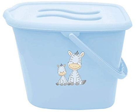 Baby Nappy Changing Dispose Diapers Laundry Waste Bin Storage Container with Lid Bathtub Water Bucket 12L (Zebra Blue)
