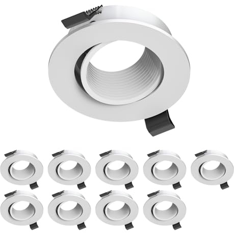 ledscom.de 10 Stück Deckeneinbaurahmen KUN, rund, schwenkbar, weiß