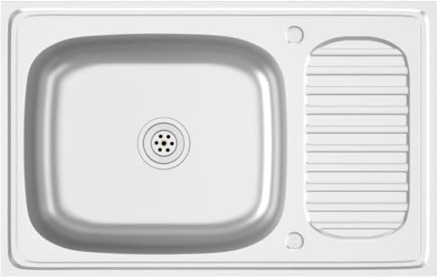 vidaXL Fregadero de Cocina con Escurridor, Pila Encima de Armario, Pileta de Cocina Superior, Lavabo Decorativo para Hogar, Acero Inox