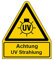 Aufkleber Warnzeichen „Achtung UV-Strahlung Kombi Folie nach ISO 7010 | Größen wählbar Made in Germany, Größe: 52x61 mm