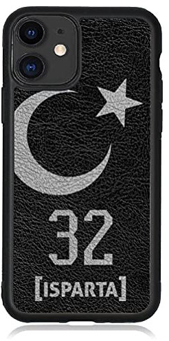 aina Kompatibel mit iPhone 12 Pro Hülle Leder Case Schwarz Türkei Flagge 32 Isparta Lederhülle Cover Türkiye Handyhülle
