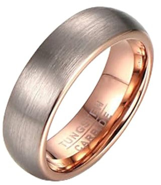 Gualiy Wolframcarbid Ringe, Wolfram Roségold Matt Eheringe für Männer, Roségold, Größe 57 (18.1)
