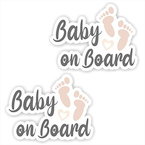 Folien-Zentrum - Baby on Board 2 Stk. 12 x 9 cm - hochwertiger Aufkleber Auto Tuning - Autosticker Mama Papa Eltern Geburt Geschenk - Sticker Decal für Car - Autoaufkleber Kind Kids - Made in Germany