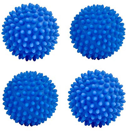 Confezione da 4 palline ecologiche per asciugatrice, riutilizzabili, in silicone, morbide palline per lavaggio e ammorbidenti, alternativa per asciugatura rapida (blu)
