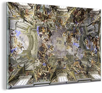 MuchoWow Glasbild Glasfoto Wandbild Bilder Deko 120x80 cm Decke mit barocker Malerei