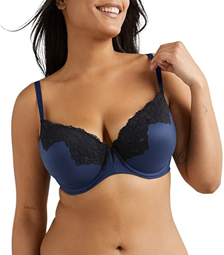 Maidenform Women's Comfort Devotion Wireless Bra with Lace, Your Lift Soft Microfiber Bra with Natural Lift, Comfortable Bra
