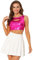 Allegra K Top corto da donna senza maniche Y2K senza maniche ritagliato party clubwear canotte metallizzate lucide, Rosa fucsia, 40