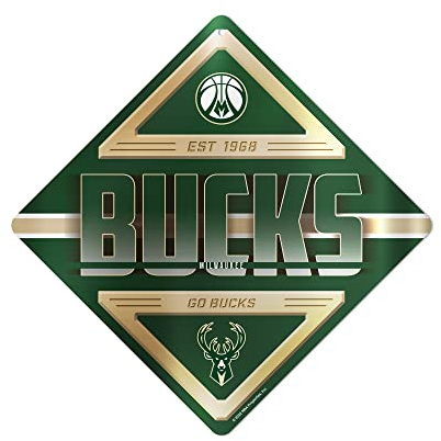 Rico Industries NBA Basketball Milwaukee Bucks Metallschild 41,9 x 41,9 cm Heimdekoration – Schlafzimmer – Büro – Man Cave
