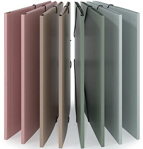 ACROPAQ - 8 x Sammelmappe A4 - Dokumentenbox mit Gummizugverschluss, Schmal, 2 cm Rückenbreite - Dokumentenmappe A4, Archivbox, Heftbox A4 - Pastell, SM03