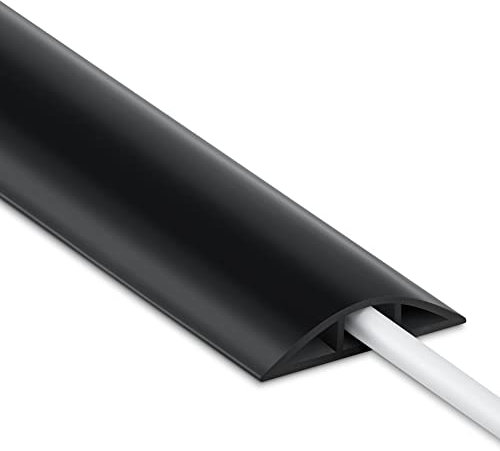6FT Cord Cover Floor, Black Cord Hider Floor, Extension Cable Cover Power Cord Protector Floor, Cable Management Hide Cords on Floor- Soft PVC Wire Covers - Cord Cavity: 0.47 (W) x 0.24 (H)