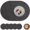 Myir JUN Tischsets Abwaschbar Leder und Untersetzer, Doppelseitigen Platzset Rund Ø 36cm 6er Set rutschfest Glasuntersetzer Platzdeckchen Leder Kunstleder Tischset (Grau, 6er Set)