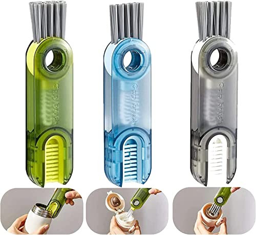 3Pcs 3 in 1 Multifunctional Cleaning Brush, 3 in 1 Cleaning Brush, 3 in 1 Bottle Cleaning Brush, Multipurpose Bottle Gap Cleaner Brush, 3 in 1 Cleaning Brush Silicone