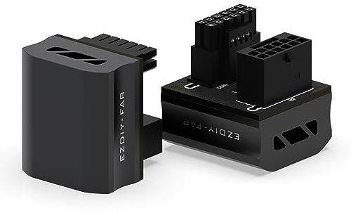 EZDIY-FAB 12VHPWR 12+4 Pin Winkelstecker Netzteil für Grafikkarte der RTX40'-Serie,Unterstützt 600W Ausgang,Kompatibel mit RTX4090,4080,4070ti -180 Grad RVS Typ-Schwarz-1Pack