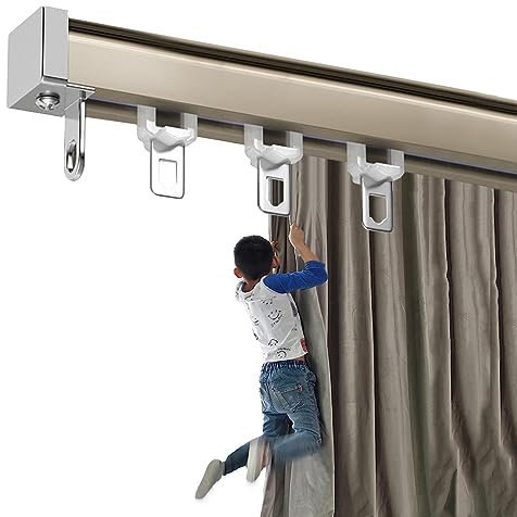 LIYI929GP Schwer Vorhangschiene Einläufige Schiene System Top & Flop Zugleich, 50-600cm Gerade Vorhang Schiene Curtain Rail Made from Aluminium, Vorhangschiene Deckenmontage Prima Zu Montieren