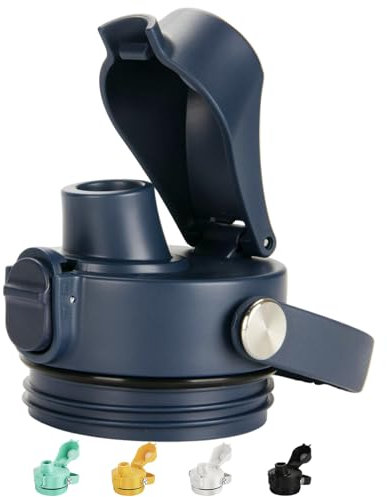 BIJISI Auto-Auslaufdeckel für Yeti Rambler-Flaschen, passend für 45,7 / 66 / 91,4 ml Flaschen, Chug Ersatzdeckelkappe mit Druckknopfdeckel und flexiblem Griff, Marineblau
