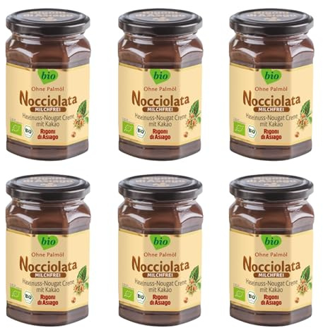 Rigoni di Asiago Nocciolata - Dark Milchfrei, 6x 250g, Haselnusscreme ohne Palmöl, Nuss Nougat Creme ohne Palmöl, Leckerer Brotaufstrich