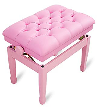 RWRAPS Solo-Klavierbank, Keyboard-Hocker, 10 cm höhenverstellbarer Klavierhocker mit gepolstertem Lederkissen, 60 x 40 x 50–60 cm (Rosa)