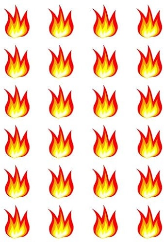 24 x Fire Flames Edible Wafer or Icing Cupcake Toppers Fun Xmas Party Cake Decorations (Edible Wafer Card)